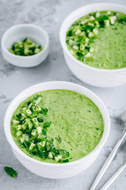 istock Cucumber Gazpacho. Green fresh cold summer soup. 1250233682