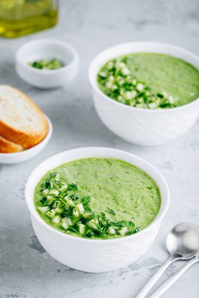 istock Cucumber Gazpacho. Green fresh cold summer soup. 1250233726
