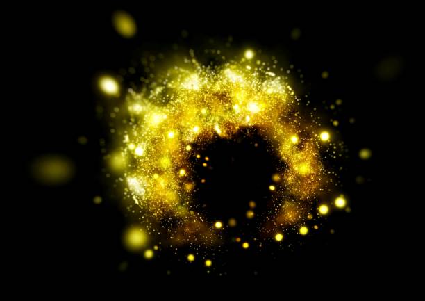 Abstract starry sky with golden lights