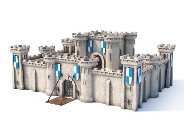istock Middle ages castle, medieval fortress 3d rendering 1250238691