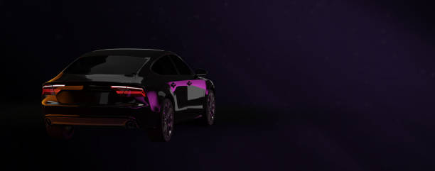 istock Modern luxury black sports car on dark background 1250238921