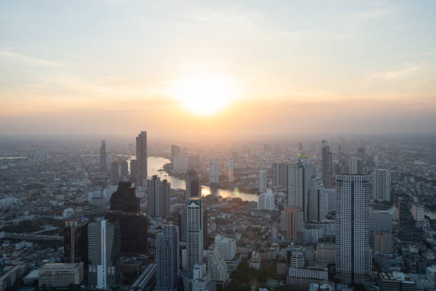 istock Bangkok cityscape and Chao Phraya river on sunset 1250238962