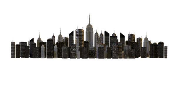 istock Panorama night city isolated on white background. 3d render 1250239012