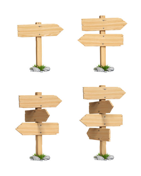istock Signposts, signboards, guideposts, wooden road signs on crossroads 3d rendering 1250239042