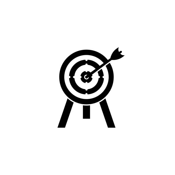mission, zielsymbol oder geschäftsziel-logo auf isoliertem weißem hintergrund. eps 10 vektor - archery target sport sport computer icon stock-grafiken, -clipart, -cartoons und -symbole