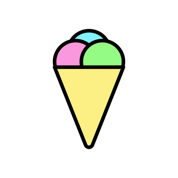 мороженое, значок вафельного конуса. простой цвет с элементами вектора контура замораживания сладких иконок для ui и ux, веб-сайта или мобиль� - tulipe cup stock illustrations