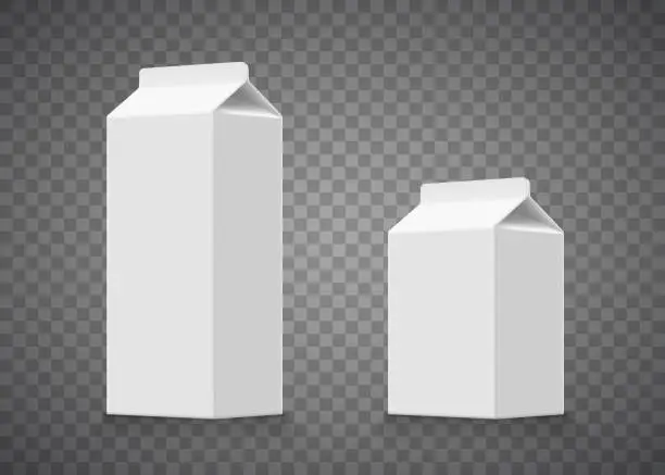 Vector illustration of Milk or juice cardboard white packaging template