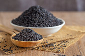 Black dried sesame seeds