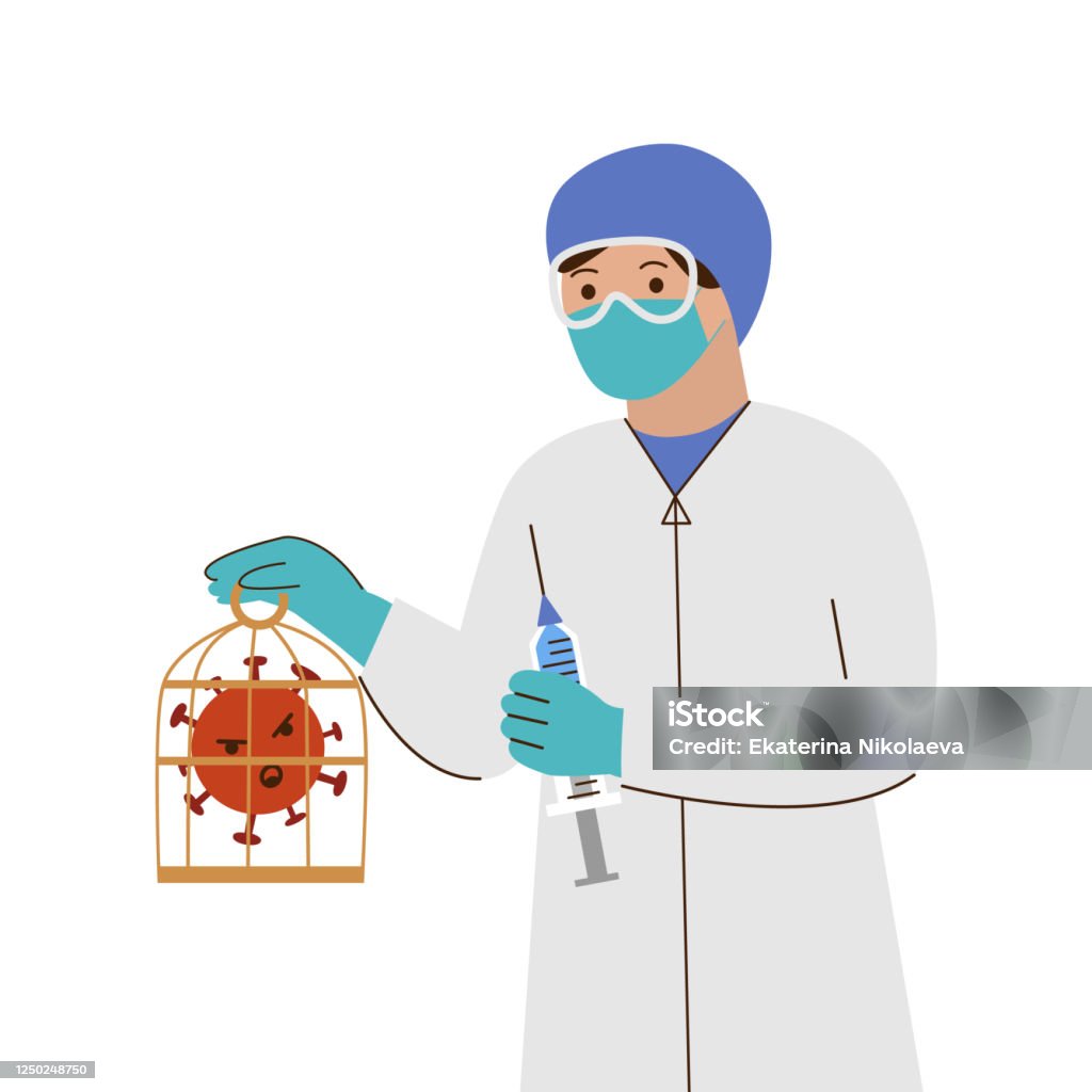 Bác Sĩ Cầm Covid19 Và Ống Tiêm Với Hình Minh Họa Vector Tiêm Hình ...