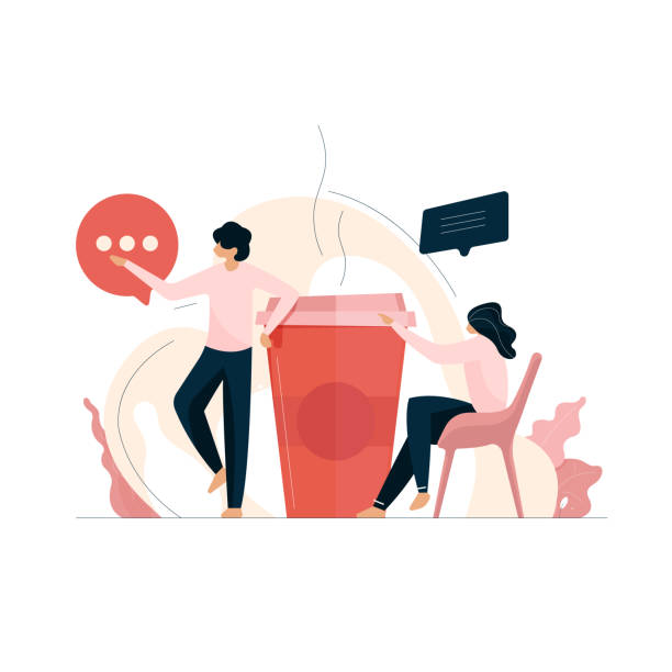 friends talking over coffee, Friends enjoying free time and drinking coffee together friends talking over coffee, Friends enjoying free time and drinking coffee together meeting at cafe stock illustrations