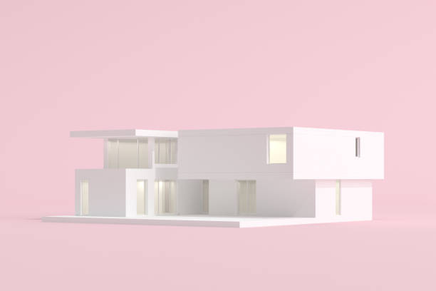istock Mock up of architecture building on pink background. Minimal. 3D rendering. 1250251632