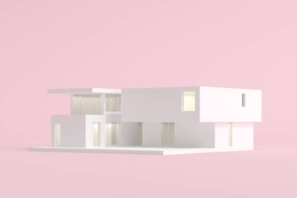 istock Mock up of architecture building on pink background. Minimal. 3D rendering. 1250251637