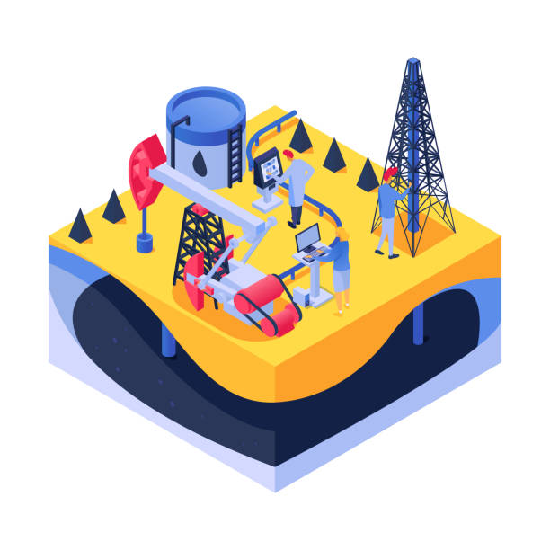 istock Petroleum research in lab, isometric vector illustration. 3d man woman people character work with flat equipment, oil industry. 1250253548