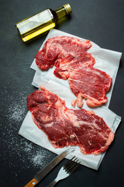 Raw beef steak spider cuts stock photo