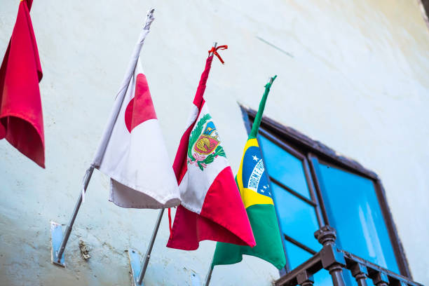 istock Peruvian, Japanese, and Brazilian flags 1250257937