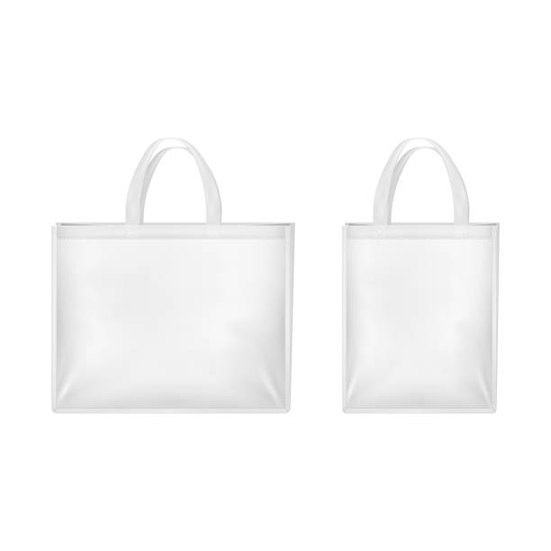 istock Realistic 3d Detailed White Blank Tote Sale Bags Set. Vector 1250259645