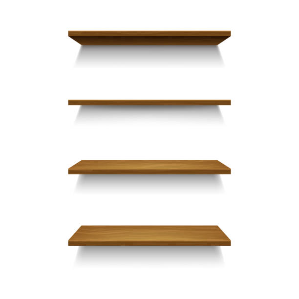 istock Realistic 3d Detailed Wooden Shelves Set. Vector 1250259693