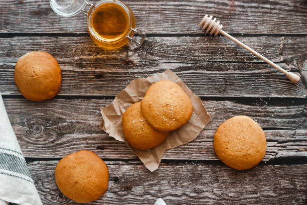 Tasty honey cookies. Cookies on the table. Country style