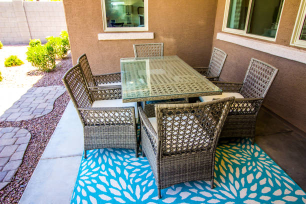 istock Outdoor Wicker Chairs & Table With Glass Top 1250262982