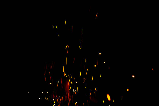 Sparks and fire on a black background