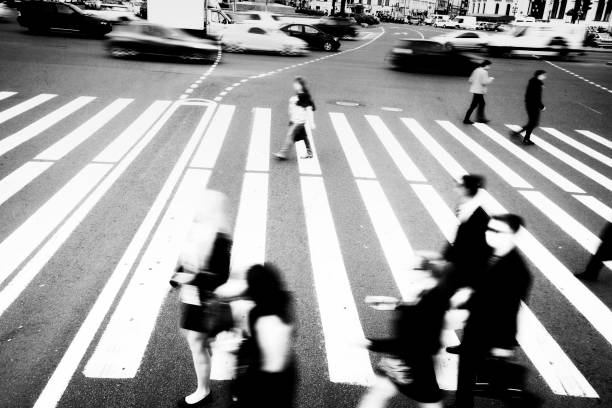 Blurred People on Nevsky Prospekt, St. Petersburg, Russia.