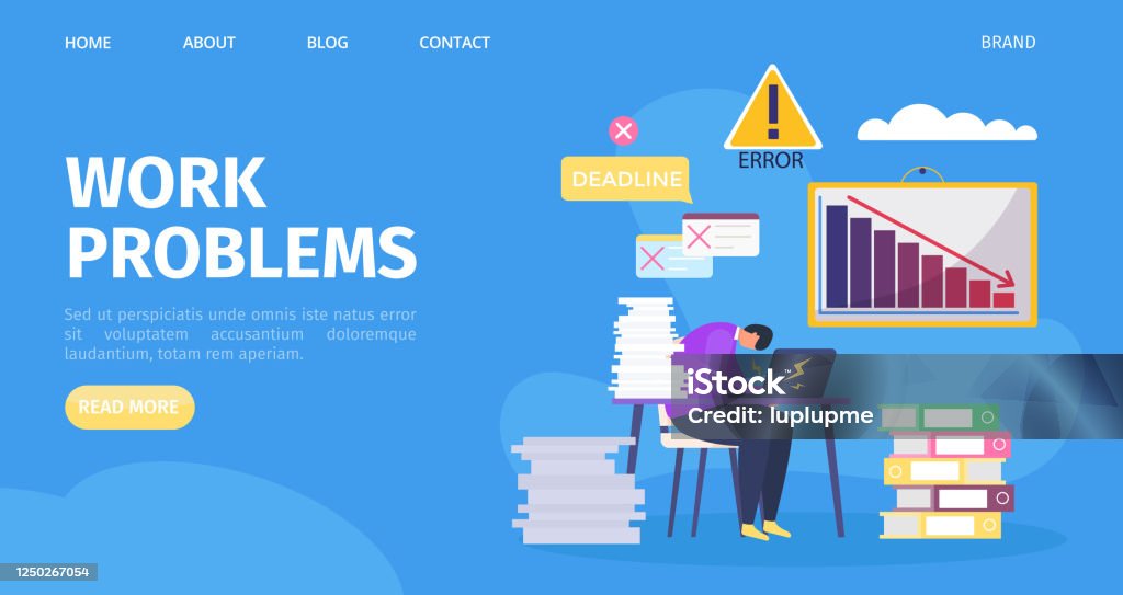 Work Place Problem Background Work Office Problems Vector Illustration Business Person Character In ...