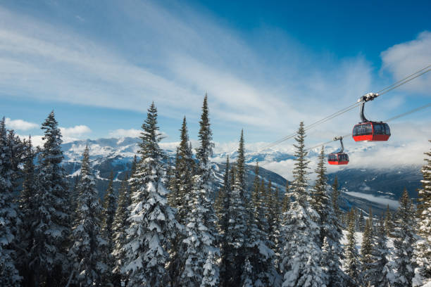 pico de whistler para o pico da gôndola - whistler - fotografias e filmes do acervo