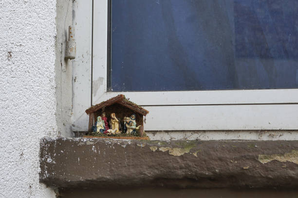 Jesus Christ, Virgin Mary and Joseph in a Crib Scene