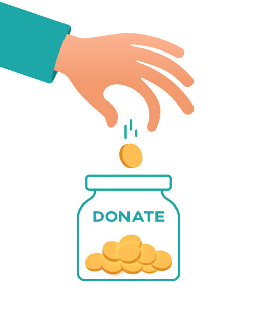 spenden - currency jar coin donation box stock-grafiken, -clipart, -cartoons und -symbole