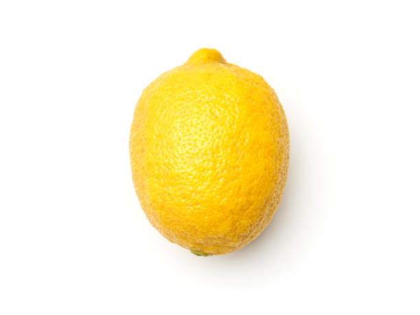 istock One lemon isolated on white background. Top view 1250273368