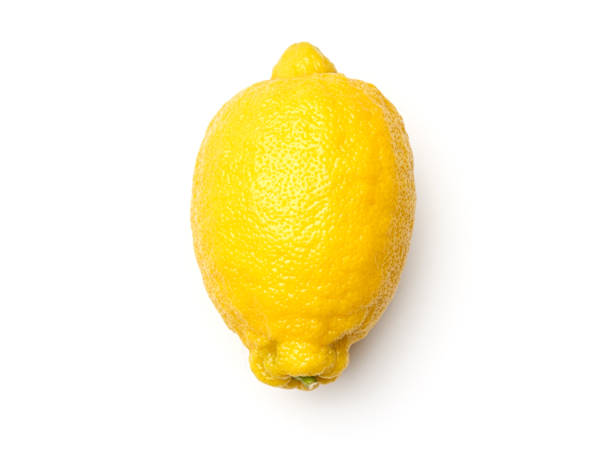 istock One lemon isolated on white background. Top view 1250273390