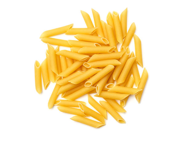 istock Pasta isolated on white background. Top view 1250273471