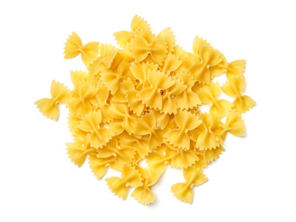 istock Pasta isolated on white background. Top view 1250273482