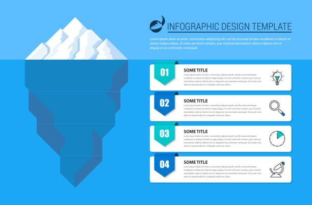 infografik-designvorlage. kreatives konzept mit 4 schritten - iceberg stock-grafiken, -clipart, -cartoons und -symbole