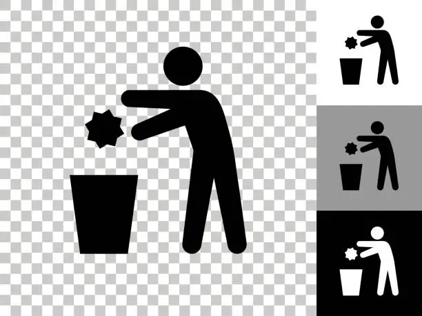 Vector illustration of Throwing Out Garbage Icon on Checkerboard Transparent Background