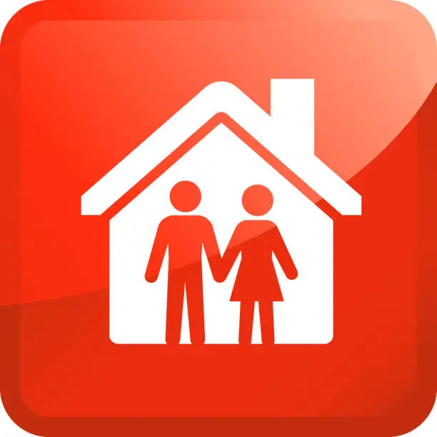 Vector illustration of Family Under a House Roof Icon