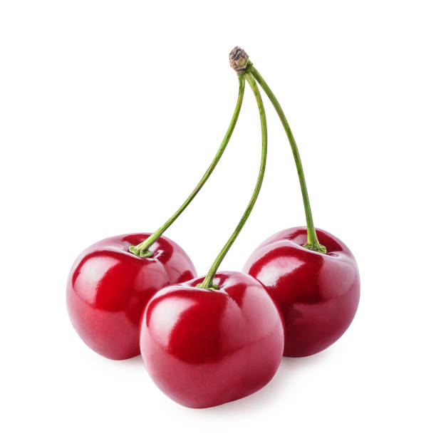 istock Three cherry fruits isolated on white background. 1250280081