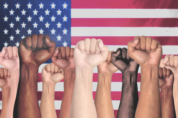 istock Raised fists for unity of USA 1250284456