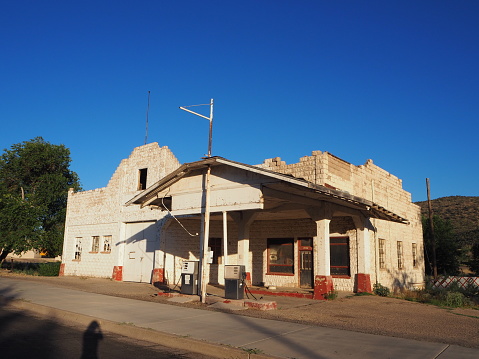 During a road trip on Route 66, tourists could admire an abandoned gas station in Peach Springs in Arizona