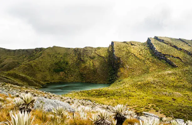 A lake in a mountain in a paramo. This landscape is El Dorado leyend. in Chicaque, Cundinamarca, Colombia