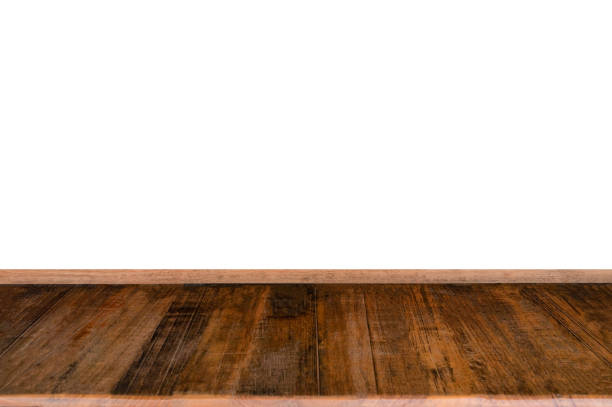 istock Hardwood rough plank table top on background 1250291834