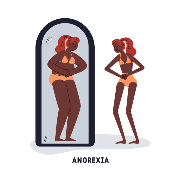 ilustrações de stock, clip art, desenhos animados e ícones de flat vector illustration isolated on white background. - anorexia