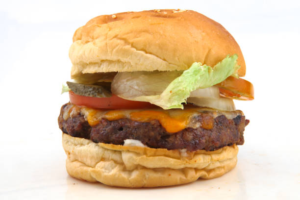 istock burger with fried potato on white background 1250297373