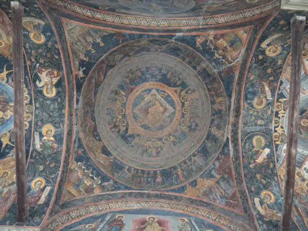 Photo of Frescoes on the  portico ceiling, Cozia monastery, Romania