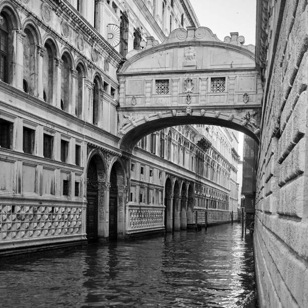 Venice, Veneto, Italy - August 14, 2016: Image depicting the bridge of sighs. The bridge of sighs is located on the Rio di Palazzo, the rio that runs alongside the Palazzo Ducale