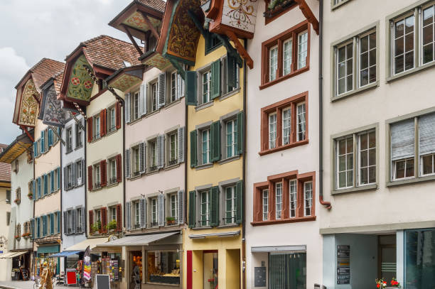 Street with historical houses in Aarau old town, Switzerland