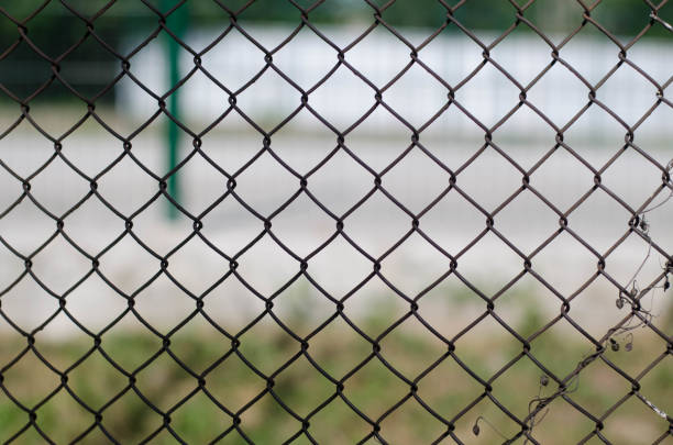 istock Metal grid. Iron wire. Fence from the net. 1250300120