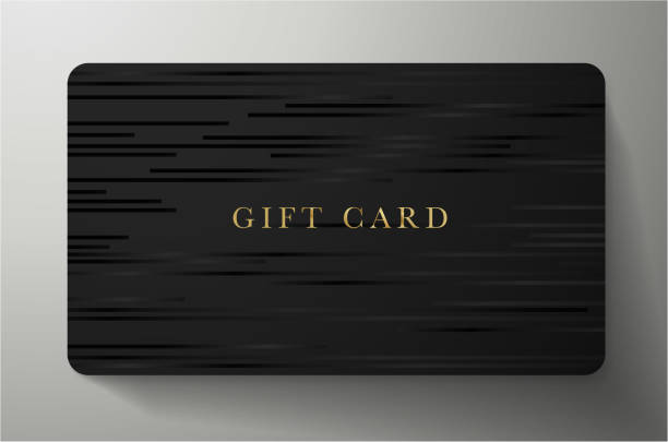 illustrazioni stock, clip art, cartoni animati e icone di tendenza di buono regalo con linee orizzontali su sfondo nero - gift card