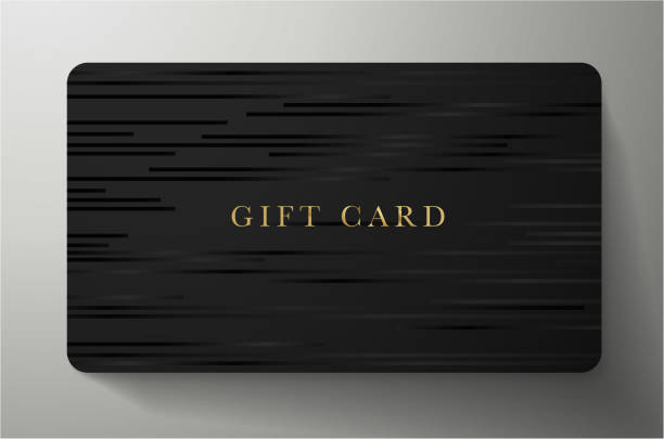 Gift card with horizontal lines on black background Dark template useful for any invitation design, shopping card (loyalty card), voucher or gift coupon gift certificate or card stock illustrations