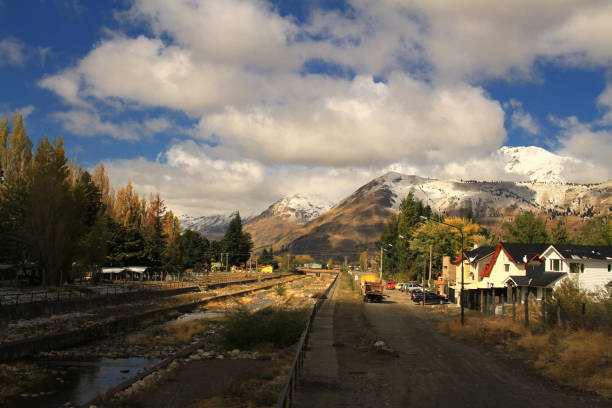 istock Street and creek in Esquel 1250305028